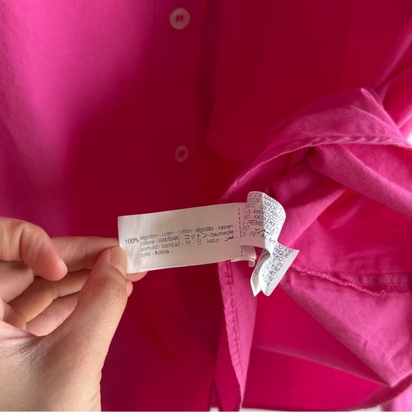 ZARA Pink Cotton Oversized Button Up Shirt Top Size Medium - Picture 5 of 6